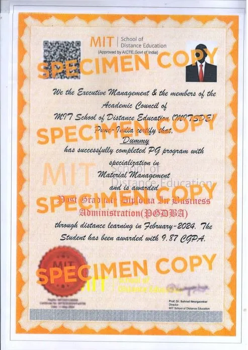 PGDBA Certificate Sample
