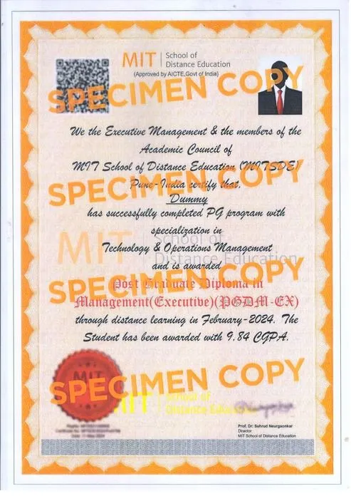 PGDM Executive Certificate Sample