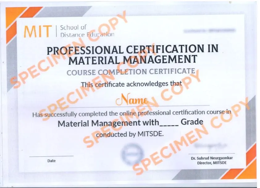 Certificate in Material Management