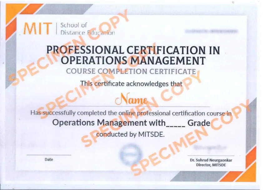 Certificate in Operation Management